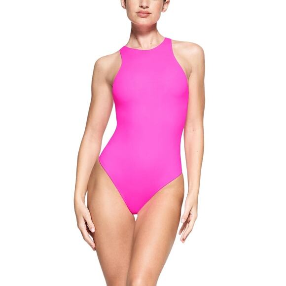 SKIMS Tops - SKIMS Fits Everybody High Neck Bodysuit in Neon Pink size 2X